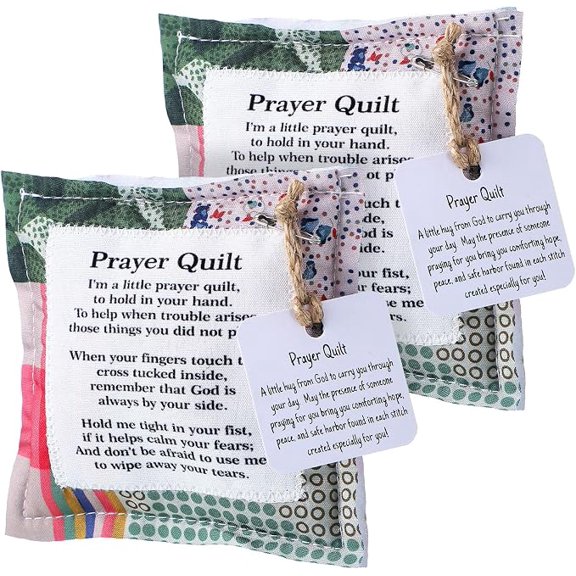 Mini Prayer Quilt Squares with Cross 2 Pack