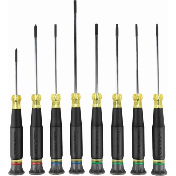 Mini Precision Screwdriver Set with Slotted, Phillips, TORX Tips, Cushion-Grip Handles, Ideal for Terminal Blocks and Electronics Repair