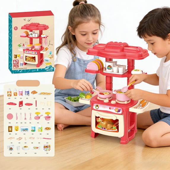 Mini Pretend Play Kitchen Stove with Oven, Toddler Chef Cooking Role Play Toy, Top Christmas Birthday Holiday Gift, Educational Fine Motor Imagination Toy for Boys and Girls Ages 3+