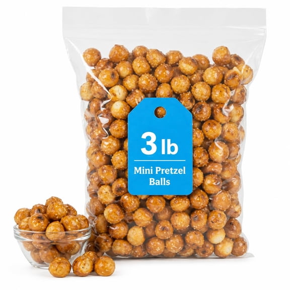 Mini Pretzel Balls, Crunchy Bite-Size Pretzel Snacks, 3 lb Bulk Bag