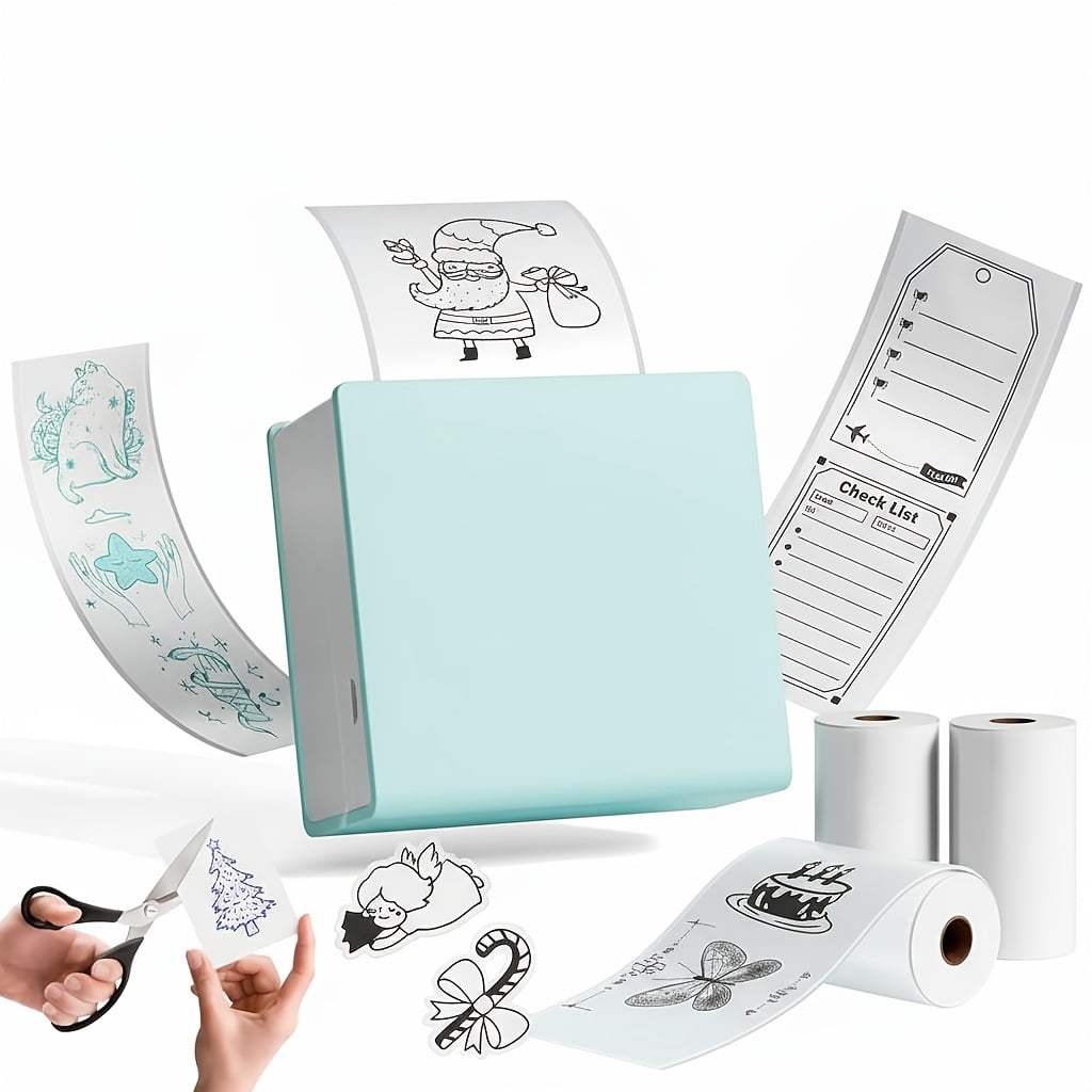 Mini Printer M02S Wireless Thermal Printer for Journaling DIY Crafts Scrapbooking with 3 Paper Rolls Pocket Sticker Photo Printer for Smartphones Tablets