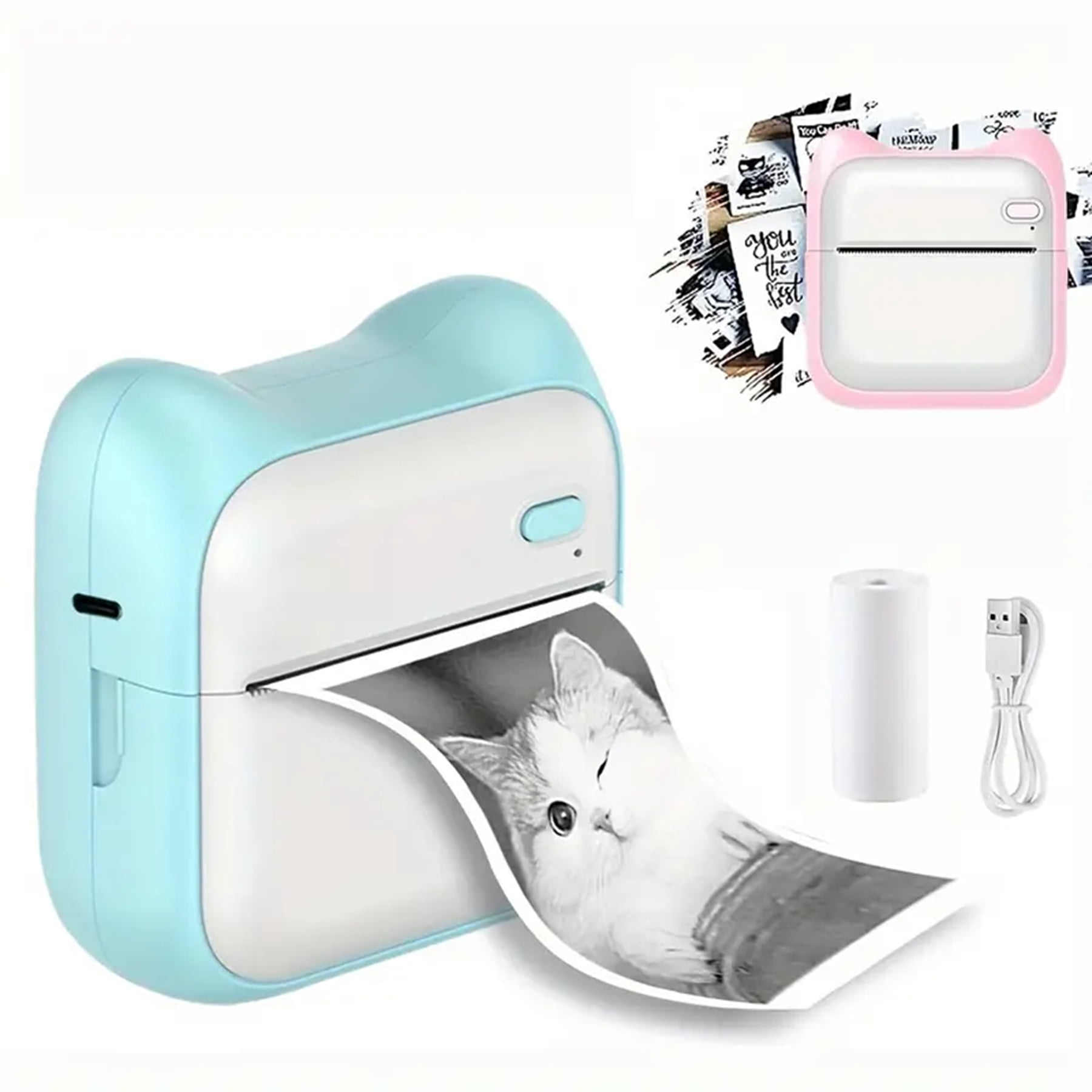 Mini Printer - Sticker Printer 203dip Portable Thermal Printer Inkless ...