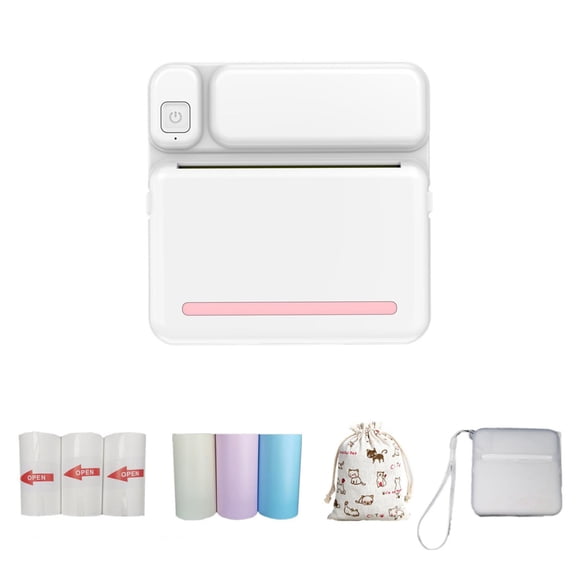 Mini Printer Sticker Inkless Thermal Printer with 3 Rolls Paper,Portable Bluetooth Sticker Maker Machine,Study Sticker Maker for Pictures, Photos, Journals, DIY, Compatible with Phone & Tablet