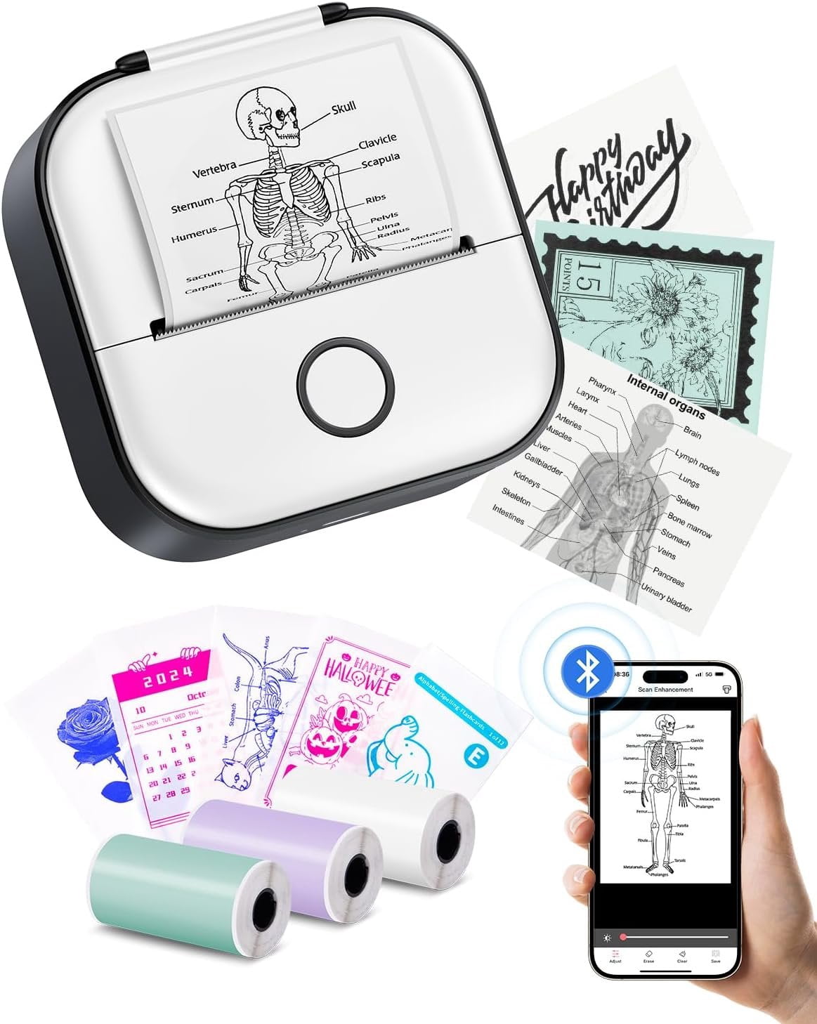 Hand Sticker Machine Printer Mini Printer - Sticker Printer T02 Portable Thermal Inkless Sticker ...