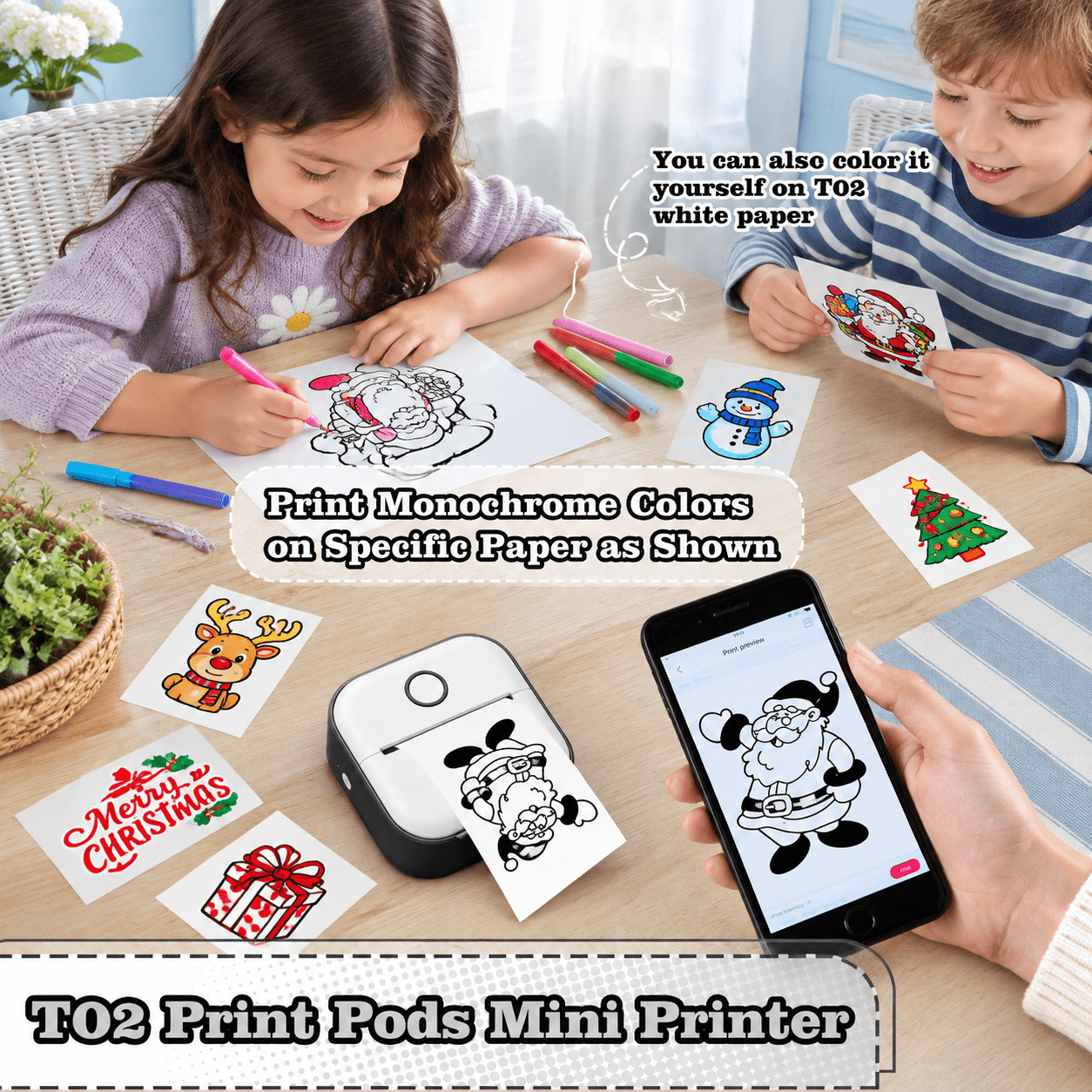 Mini Printer - Sticker T02 Inkless Makerhine - Walmart.com
