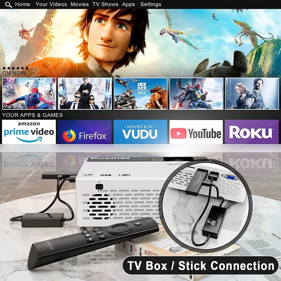 Mini Projector, 1080P Full HD Supported, Portable Movie Home Theater Projector Compatible with TV Stick Smartphone & Tablet PC USB AV TF