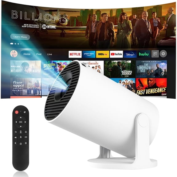 Mini Projector 2025 Upgraded WiFi 6 and BT 5.4 Support 4K 1080P Auto Keystone 180 Rotatable Projector for Bedroome Compatible with Laptop PC Smartphone (HY300pro+)