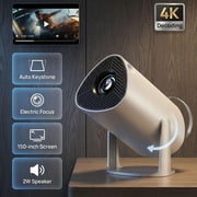 Mini Projector 4K Portable Smart WiFi Bluetooth Wireless Screen Mirroring Home Theater Outdoor Movie Projector Built-in Speaker Auto Focus for Home Cinema Camping Travel Entertainment