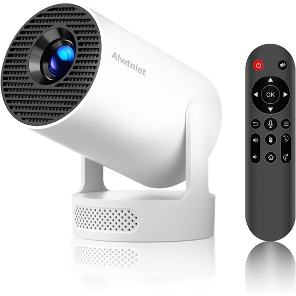 Mini Projector 4K Support, Portable Smart Projector with WiFi 6 and Bluetooth 5.4, 5w Soundbase Speaker, Auto Keystone 180 Rotatable, 8000 Lumens, Home Bedroom Movie Proyector HY300Pro+