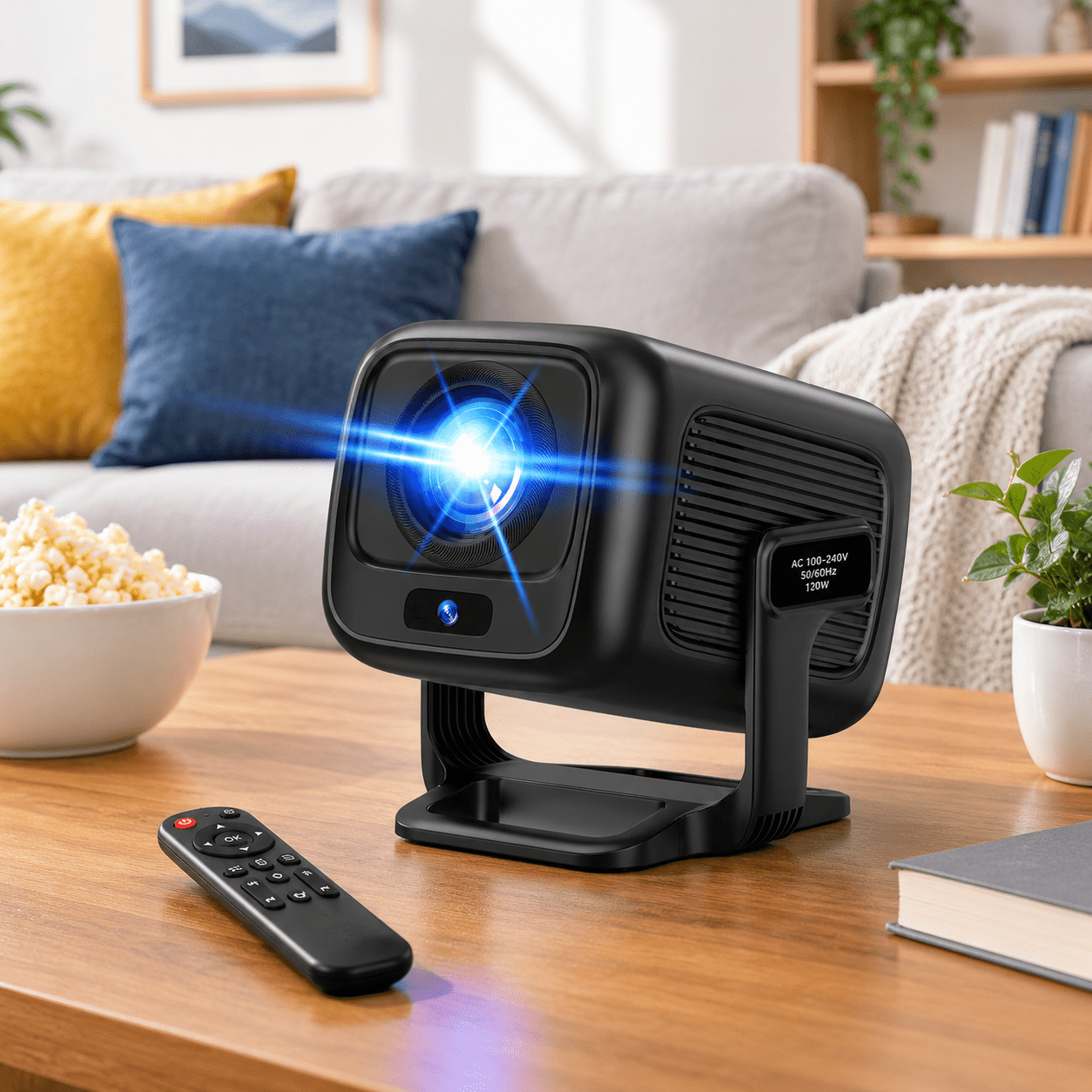 Projector Keystone Mini Projector, Black1, 1080p FHD, Portable with WiFi6, 180° Auto ...