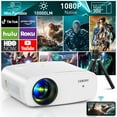 thumbnail image 1 of Electric Focus 5G WiFi Bluetooth Video Projector, Full HD 1080P Outdoor Movie Projector (Projector Screen and Tripod Included), Portable Projector Compatible With HDMI/ USB/ AV/ Smartphone/ TV Stick, 1 of 9