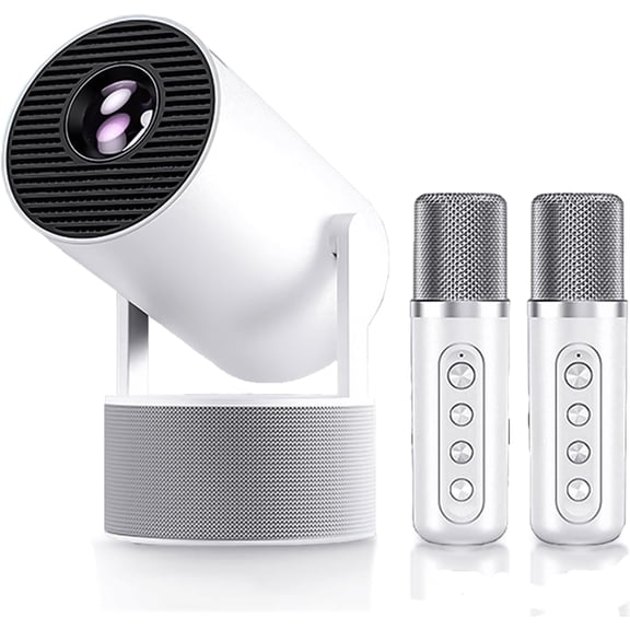 Mini Projector, HY300 PRO Karaoke Portable Projector Support 4K 1080P with Dual-Band WIFI6 5G Wireless 5.0 Bluetooth Android 11, 180 Rotatable 200AISI