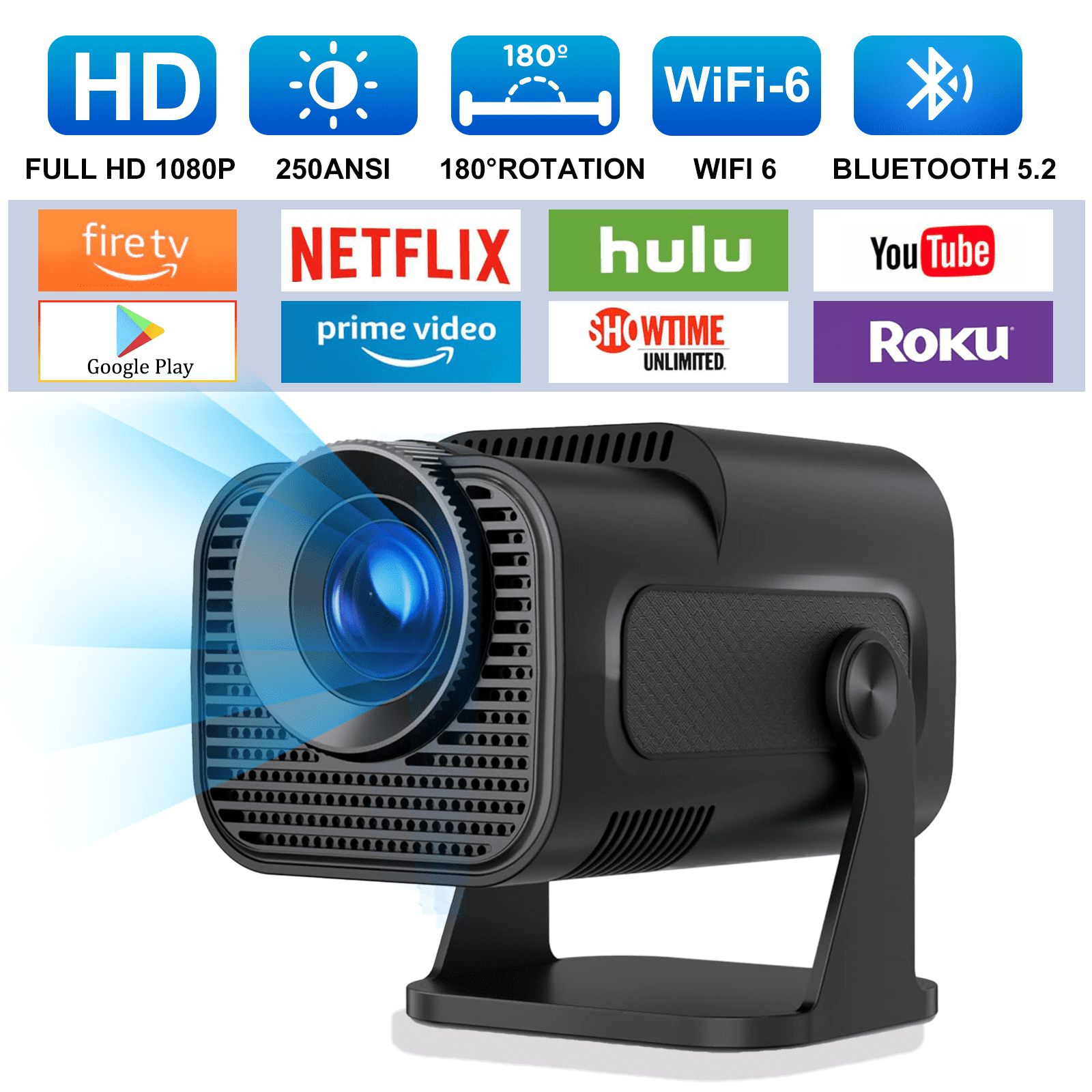 Mini Projector Portable with Android 11, Smart Projector 1080P Full HD ...