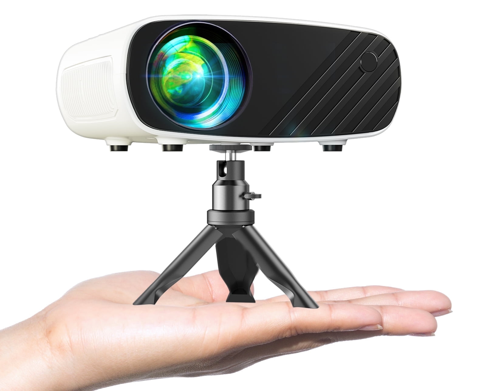Mini Projector, Portable Projector 1080P, Movie Projection Compatible with Android/IOS White 1PC
