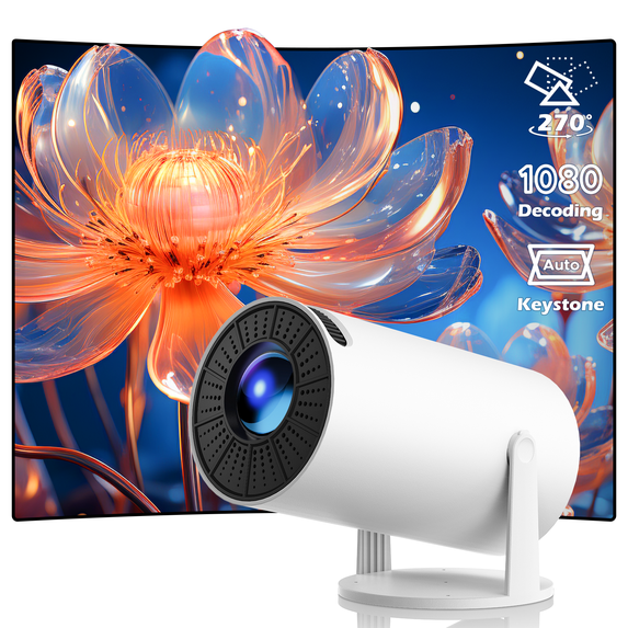 Campark Mini Projector with WiFi and Bluetooth, Portable Projector Full HD 4K Support with Automatic Vertical Keystone Correction 270° Rotation