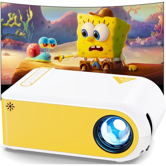 Mini Projector, Projector with WiFi and Bluetooth, 1080P Support Movie Projector with Built-in Speaker, Compatible with Smartphone, HDMI, USB, AV, Fire Stick, PS5 for Home, Bedroom, Outdoor Use