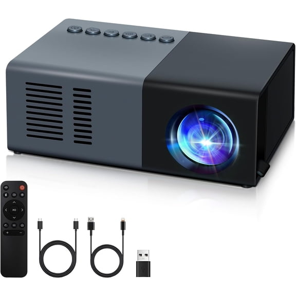Mini Projector, Small Portable Projector .Suitable for children's gifts Video Projector, indoor video movies, and games. with Remote Control.Compatible for Smartphone, Laptop, PC(J9-A)