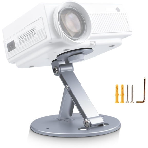 Mini Projector Stand Table, Desk, Wall and Ceiling Mount, Ultra-Stable with Easy Setup, Compact Portable, Compatible with Most Projectors for Home,Outdoor,Office (1/4-Ih Screw,Sliver)