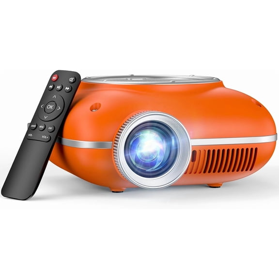 Mini Projector with Two -Way Bluetooth, Portable Projector for Home Theater Use, Support 1080P for Indoor/Outdoor, Movie Projector Compatible with HDMI, USB, Laptop, TV Stick (Orange)