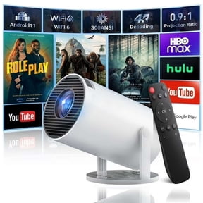 Mini Projector with WIFI 6 and Bluetooth,4K 1080P Portable Projectors 180 Rotatable 130'' Screen Movie Projector Auto Keystone Compatible for Laptop,PC,Smartphone (White)