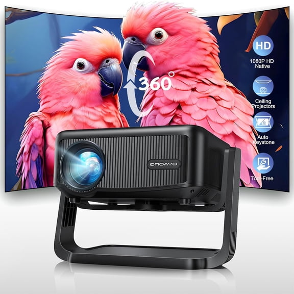 Mini-Projector with WiFi and Bluetooth: [1000 ANSI/360Adjustable Stand/Electric Focus/Auto Keystone] Portable-Movie-Outdoor-Ceiling-Projector, Upgrade 1080P Proyector for Phone/Home ater