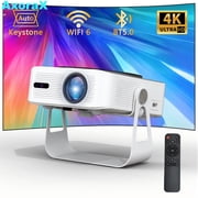 Mini Projector with WiFi and Bluetooth,4K Support Native 1080P Portable Outdoor Movie Projector,400 ANSI Projector with Dual Band WIFI6 5G 2.4G,Auto Focus/Keystone,50-200 Screen Video Projector