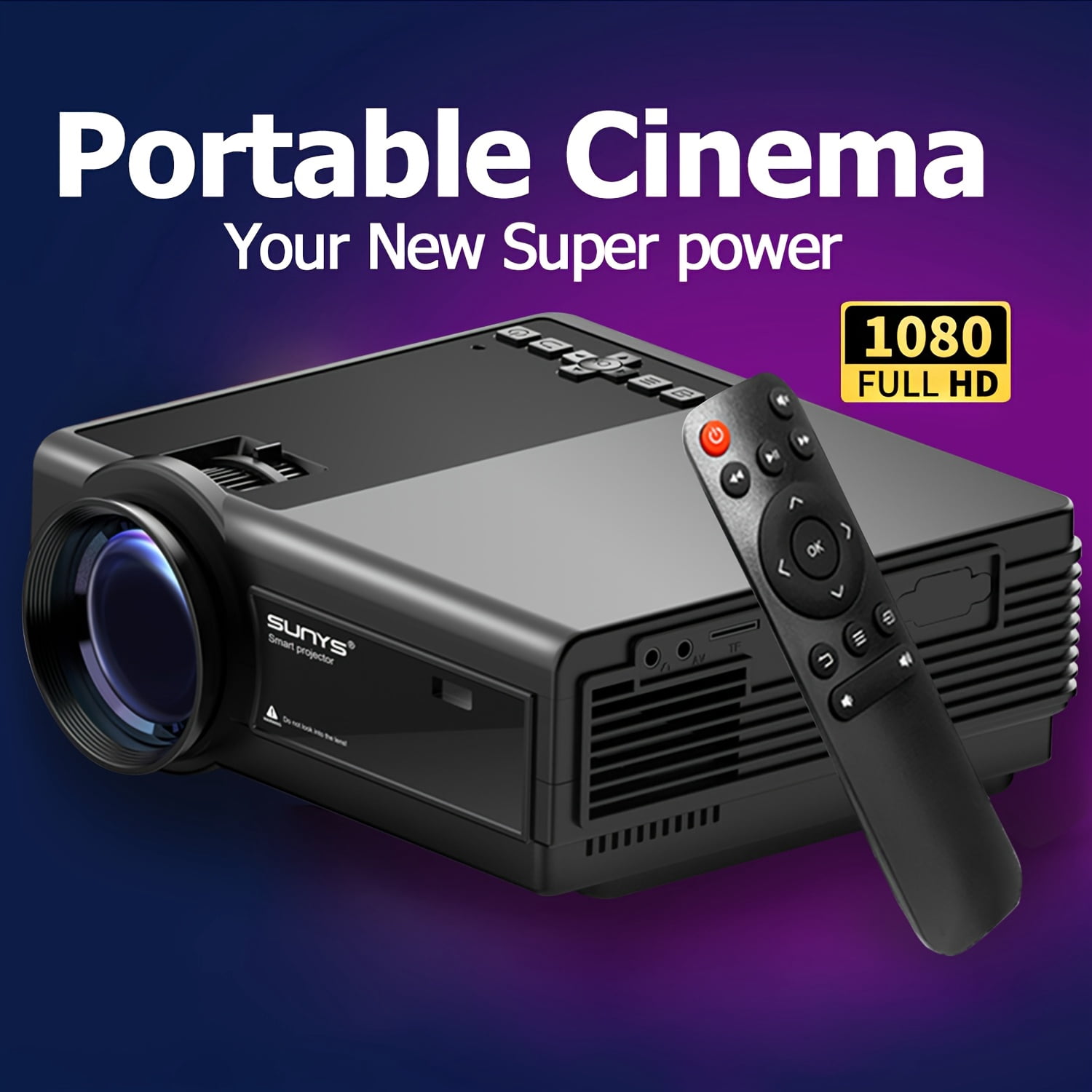 Pivot Box Projector Mini Projector with WiFi, Native 1080P Outdoor Movie Projector, 50%-100 ...