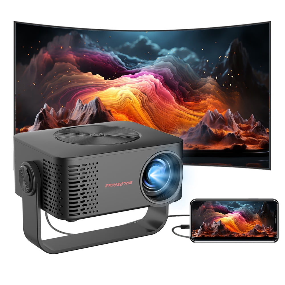 Mini Projector with WiFi , Native 1080P Projector , Projectors for Outdoor Movies Home Theater Built-in Speaker Android11 Dual WiFi6 Allwinner 1080p Compatible with iPhone/Android/PS4/Laptop