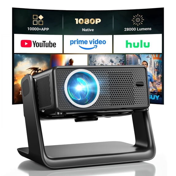 Mini Projector with WiFi and Bluetooth, 1080P Projector 12000 Lumens, Built-in Apps