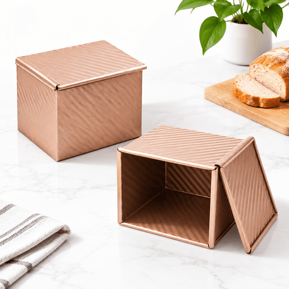 Mini Pullman Loaf Pan With Lid 2-pack 4 Inch Square