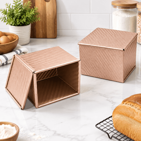 Mini Pullman Loaf Pan With Lid 2-pack 4 Inch Square
