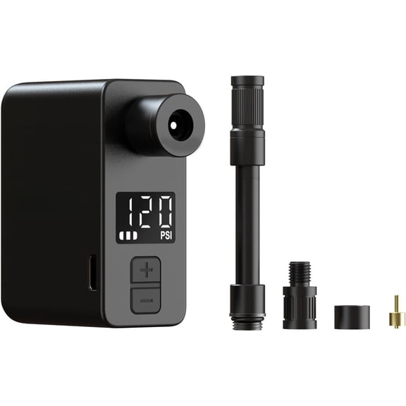 Mini Pump with Gauge Pocket PRO, Max 120PSI Air Pump Auto Shut-Off, Portable Electric Bicycle Pump for Road and Balls, Tire Inflator for Schrader & Presta Valve