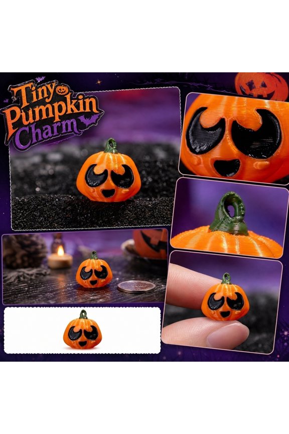 Mini Pumpkin Hanging Charm, 3D Printed Halloween Ornament, Cute Cartoon Face Small Pendant for Bag Keychain, DIY Jewelry Accessory Micro Scene Desktop Decor