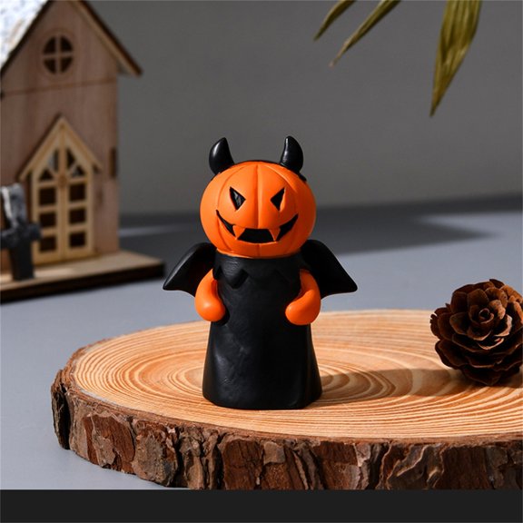 Mini Pumpkin Man Figurine for Halloween Decorations, Cute Ghost Doll Tabletop Ornament, Spooky Festive Room Desktop Display for Home Office Shelf，A