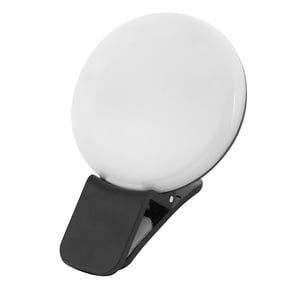 Mini Q Selfie Ring Light, 10 LED Beads USB Rechargeable Clip-on Phone Fill Light, 3 Modes Dimmable Portable Beauty Lamp for Mobile Phone Tablet Video Live Stream (Black)