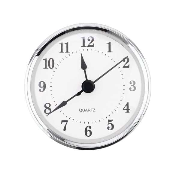 Mini Quartz Clock Insert 3-1/8 Inch (80 mm) Round Quartz Movement Miniature Clock with Arabic Numerals Fit 76 mm Diameter Hole-Silver