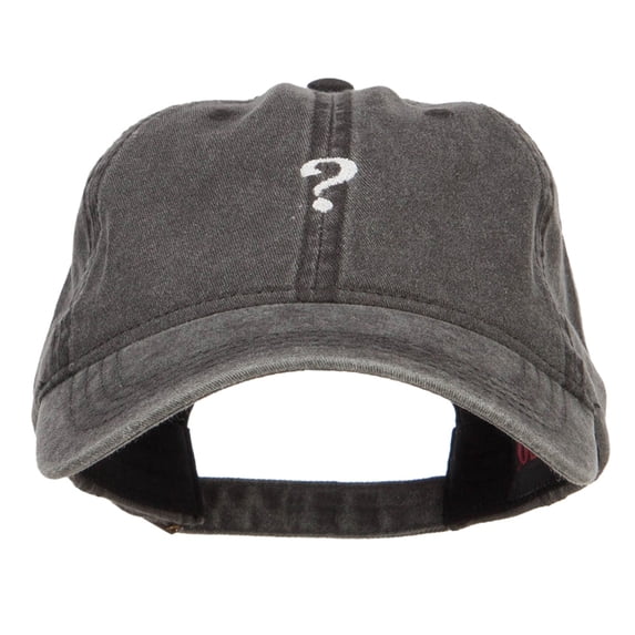 Mini Question Mark Embroidered Washed Cap - Black OSFM