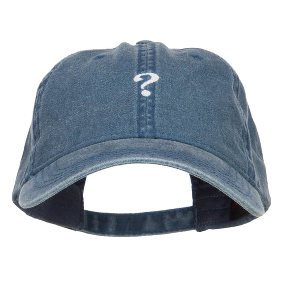 Mini Question Mark Embroidered Washed Cap - Navy OSFM