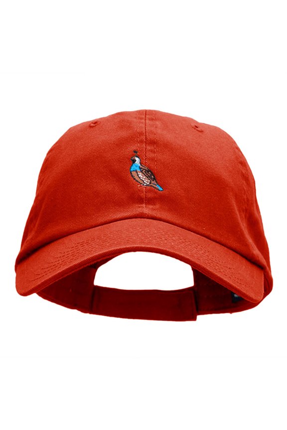 Mini Quial Embroidered Low Profile Dyed Cotton Twill Cap - Orange OSFM