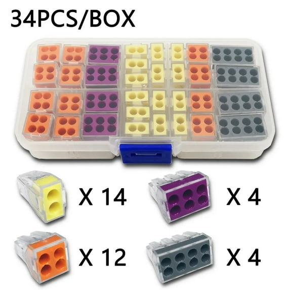 Mini Quick-Connect Terminal Block AWG 18-12 Compact, Push-In Conductor Terminal Block, Connector Junction Box