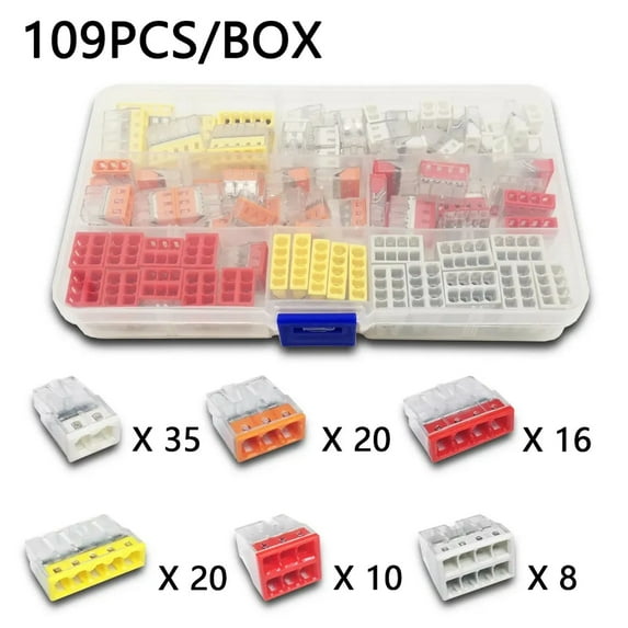 Mini Quick-Connect Terminal Block AWG 18-12 Compact, Push-In Conductor Terminal Block, Connector Junction Box
