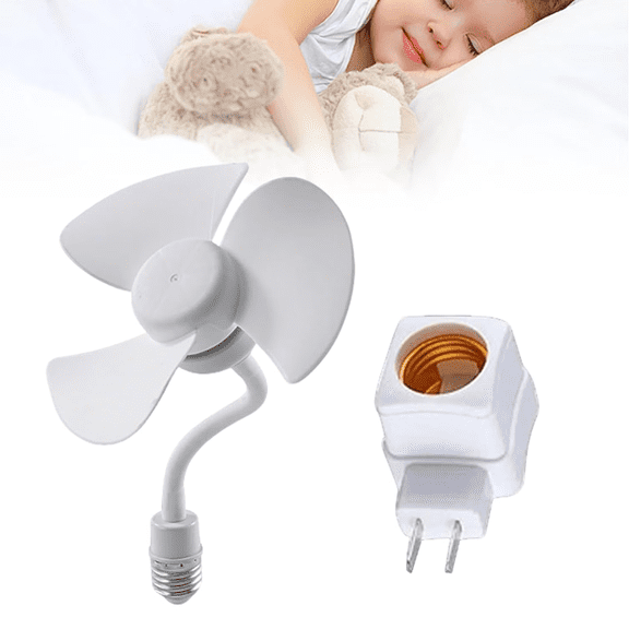 Mini Quiet E27 Socket Fan Gooseneck Fan with Plug Adapter for Light Bulb Base, USB Powered Cooling Kit for Kitchen, Bathroom & Dormitory, Flexible (RL 1 PC)