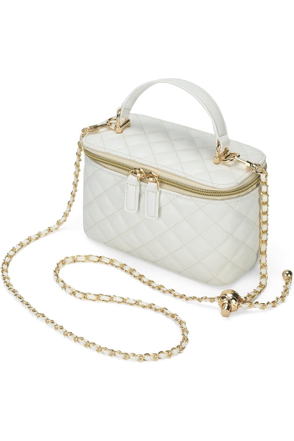 Mini Quilted Box Crossbody Bags for Women, Small Square Designer Clutch Purses with Adjustable Chain Strap