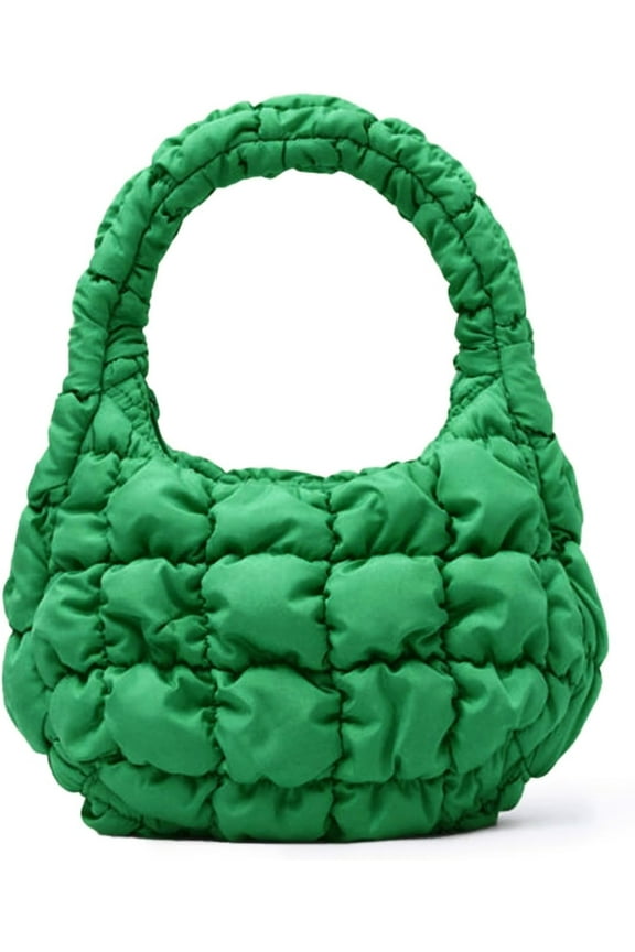 Mini Quilted Puffer Bag for Women Puffy Bubble Tote Bag Lightweight Nylon MIni Handbag Padded Soft Purse