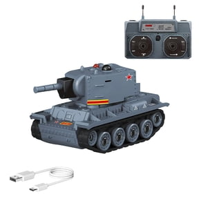 Mini RC Battle Tank, 1/64 Scale RC Vehicle with Rotating Turret, Track Drive, Infrared Combat Mode, 2.4GHz Remote Control for Indoor/Outdooe Play, Gift for Adults & Collectors (Grey)