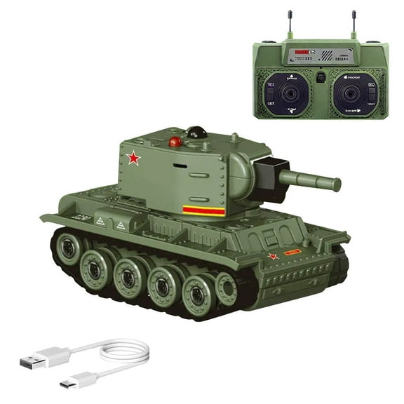 Mini RC Battle Tank, 1/64 Scale RC Vehicle with Rotating Turret, Track Drive, Infrared Combat Mode, 2.4GHz Remote Control for Indoor/Outdooe Play, Gift for Adults & Collectors (Green)