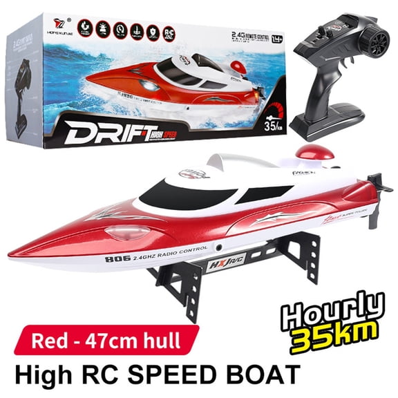 Mini RC Boat for Adults, 2.4GHz 35KM/H High Speed Waterproof Remote Control Racing Boat with LED Lights, One-Key Capsize Recovery, Low Battery & Range Alarm for Lake & Pool