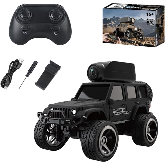 Mini RC Car With Camera, 1:64 4WD Die-Cast Desktop Crawler, 2.4GHz Remote Control