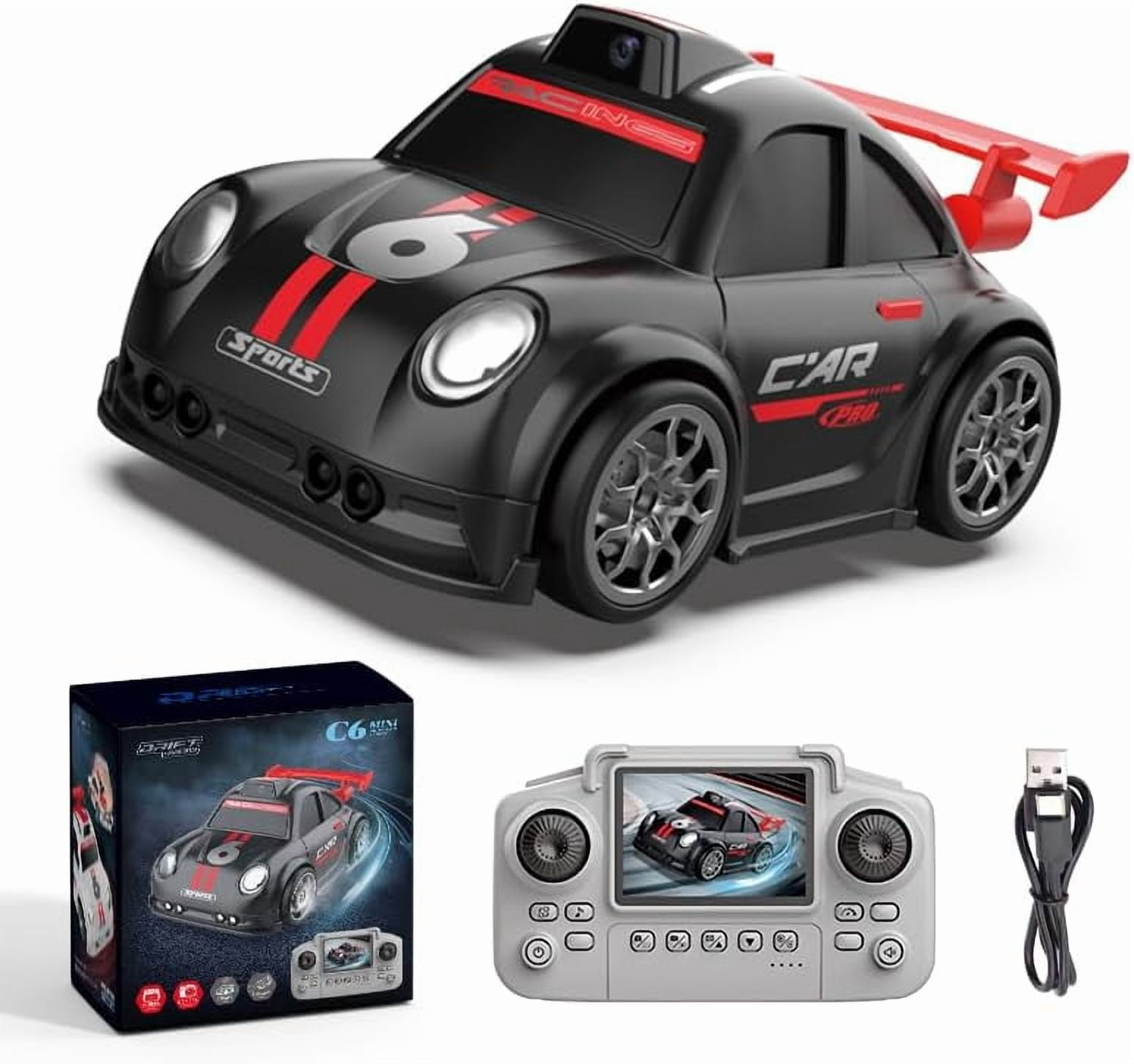 Mini RC Racing Cars with Camera, RC Drift Car with Follow, Escape, One-Click Demo Mode, Real-time Video Transmission Allows for Taking Photos (A)