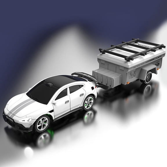 Mini RC Cars with Trailer 1/64 2.4GHz APP Remote Control Car with Lights Rechargeable for Kids Boys Birthday Christmas Gifts - White